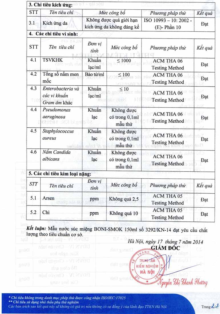     Phiếu kiểm nghiệm (trang 2) bonismok